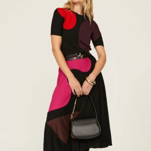 Tory BurchColorblock Knit Midi Skirt in Black XS $ 998